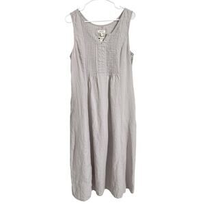 Malvin I Love Linen Dress Womens US 10 Gray Sleeveless Midi Casual Summer